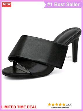 Womens Round Toe Kitten Heel Sandals Slip On Mule Heels